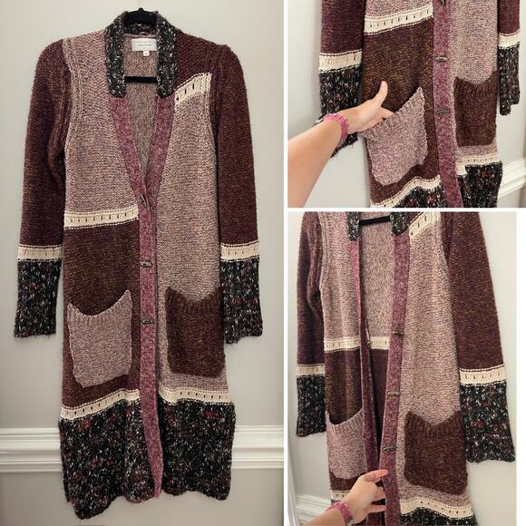 Angel of The North Sitka Patchwork Longline Wool Funky Maximalist Sweater M - Picture 1 of 12